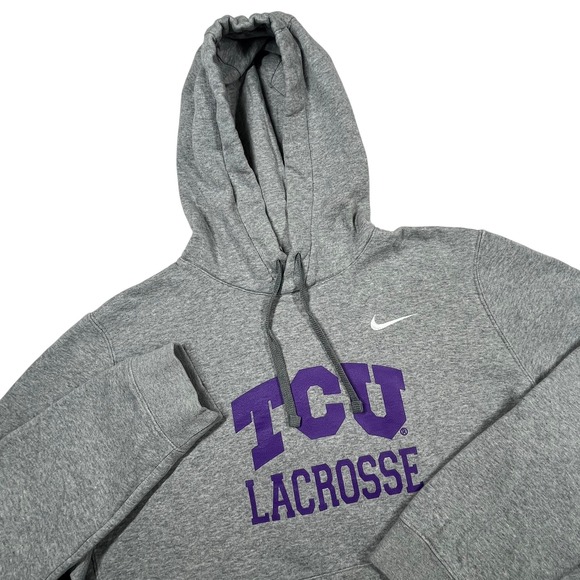 Nike Tops - Nike TCU Lacrosse Hoodie Women XL Gray Fleece Pullover CJ1789-063 Sporty Logo
